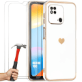 Miniatyrbild 1 av 4: Fodral till Xiaomi Redmi 10C White Heart Pattern Anti-Scratch Mjuk TPU + 2 härdade glasögon