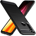 Miniatyrbillede 1 af 4: Beskyttelsescover til Redmi Note 8 - E.F.CONNECTION - Mønster af stålstræk - Fleksibel - Sort kulfiber Svart