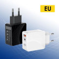 Miniatyrbild 4 av 4: 30W Dual Port PD-laddare 20W+QC 3.0 Ray-mönster med USB-C-kabel för realme C25Y 21Y C21 C20 C11 - Vit