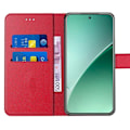 Miniatyrbillede 3 af 6: Coque + 2 Tåre Beskyttede Glas til Xiaomi 15 Pro, Flip Case Beskyttelse Stødabsorberende Anti-Ridser Syntetisk Læder - Rød Röd