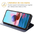 Miniatyrbild 2 av 4: Fodral för Redmi Note 10-Note 10S (6,43") Marinblå Anti-Shock Enfärgad Anti-Scratch Lädereffekt 360 graders skydd marinblå