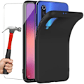 Miniatyrbild 1 av 4: Skyddshölje för Xiaomi Mi 9 SE - E.F.CONNECTION - Mjuk - Matt silikonhölje - Svart - 2 Härdat glas Svart