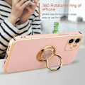 Miniatyrbild 3 av 4: Ringfodral för iPhone 12 Pro Max (6,7") Rosa Elegant Soft Gold Edge Lyx Stötsäker Anti-Scratch Rosa