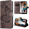 Miniatyrbillede 1 af 6: Coque + 2 Glasser Dæmpet til Xiaomi Redmi A3 - Beskyttelse i Syntetisk Læder Brun med Trykt Sommerfugl kastanj
