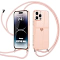 Miniatyrbillede 1 af 4: Justerbart Cord Case til iPhone 14 Pro Max Pink Stødsikker Anti-ridse Ultra Slim Rosa