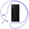 Miniatyrbild 1 av 4: Fodral för Redmi 9A (6,53") Mjukt anti-skrapa Transparent TPU-skydd Förstärkta hörn + axelrem Lila Transparent-lila