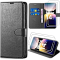 Miniatyrbillede 1 af 6: Coque + 2 Glaser med Tempereret Glas til Xiaomi Redmi Note 14 Pro 5G (ikke til 4G) Beskyttelse med Klap i Syntetisk Læder Sort Svart