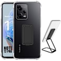 Miniatyrbild 1 av 4: Fodral till Xiaomi Redmi Note 12 Pro 5G Stötsäkert transparent silikon med metall vikbart stativ Svart transparent-svart