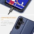 Miniatyrbillede 5 af 6: Coque + 2 Glaser Belagt til iPhone 11, Stødabsorberende Syntetisk Læder Mørkeblå marinblå