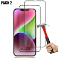 Miniatyrbillede 1 af 4: [2 styk] Fuldt sort hærdet glas til iPhone 14 (6,1") 9H Transparent med svart kant