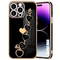 Miniatyrbillede 1 af 4: Coque - iPhone - 14 Pro Max - Silikone Sort - Hjerte Mønster - Stødabsorberende Ridsesikker Svart