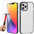 Miniatyrbillede 1 af 4: Silikonetui + skærmbeskytter til iPhone 12 Pro Max, stødsikker solidt 3D elegant diamantmønster - sort