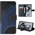 Miniatyrbillede 1 af 4: Cover til Samsung Galaxy S24 Ultra, fuld krop stødsikker lædereffekt, marineblå-sort