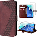 Miniatyrbillede 1 af 4: Coque - Xiaomi - Redmi Note 13 4G - PU Læder - Kort Holder - 2 Hærdede Glas - Rød Röd