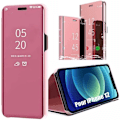 Miniatyrbillede 1 af 4: Beskyttelsescover til iPhone 12 - E.F.CONNECTION - Soft Smart View Pink - Beskyttelse foran og bagpå Rosa