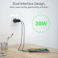 Miniatyrbillede 3 af 4: Lader - E.F.CONNECTION - 30W - 2 porte - PD USB-C 20W - QC 3.0 - Sort Svart