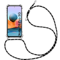 Miniatyrbild 1 av 4: Fodral för Redmi Note 10 Pro 5G (6,67") Transparent förstärkt hörn Mjukt stötsäkert skydd + Axelrem Svart Transparent-svart