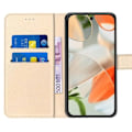 Miniatyrbillede 3 af 4: Etui + 2 hærdede briller til Google Pixel 9 - Stødsikker guldsyntetisk læder Flip-etui med kortholder