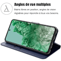 Miniatyrbillede 2 af 4: Coque - Google - Pixel 8 Pro - PU Læder - 2 Temperede Glas - Fuld Beskyttelse marinblå