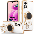Miniatyrbild 1 av 4: Fodral för Xiaomi Redmi Note 12S (inte för Note 12), Stötsäkert fodral i flytande silikon med 3D Astronaut-stativ - Vit