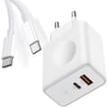 Laddare - E.F.CONNECTION - 30W 2-port - USB-C - Kabel 1m - Kompatibel med Samsung Galaxy Vit