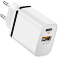Miniatyrbillede 1 af 4: Vægoplader med 2 USB-C + USB-A porte, med sort metalisk effektbånd til Samsung S25 S24 S23 S22 S21 S10+ S10e Svart