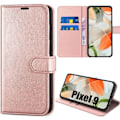 Miniatyrbild 1 av 4: Fodral till Google Pixel 9, skyddsflik Anti-repor Stötsäkert mjukt syntetiskt läder - rosa