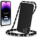 Miniatyrbillede 1 af 4: Beskyttelsesskal til iPhone 14 Pro - E.F.CONNECTION - Slim Ridse-resistent Stødabsorberende med Sort Snor