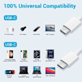 Miniatyrbillede 4 af 4: 65W 6A hurtigt USB-C til USB-C-kabel til Samsung Galaxy A16 A15 A14 A25 A35 A55 A05s A13 A36 - 1M Hvid Vit
