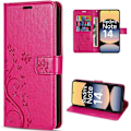 Miniatyrbild 1 av 6: Coque för Xiaomi Redmi Note 14 5G (inte för 4G) Stötskydd Syntetisk Läder Blommönster Fjäril - Fuchsia Fuchsia