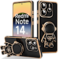 Miniatyrbillede 1 af 4: Coque til Xiaomi Redmi Note 14 5G (ikke til 4G), Stødabsorberende Beskyttelse med 3D Astronaut Støtte - Sort Svart