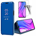Miniatyrbild 1 av 4: Fodral för Redmi 9 (6,53") med spegeleffekt av härdat glas Anti-Shock Trendig design Förstärkt skydd Blå blå