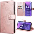 Coque - E.F.CONNECTION - för Xiaomi Redmi Note 13 Pro+ 5G - Rosa - Lädereffekt - Fjärilsdesign Rosa