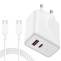 Miniatyrbillede 1 af 4: Hurtigoplader 30W - E.F.CONNECTION - PD 20W + QC 3.0 - USB-C 1m kabel - Kompatibel med Samsung A16 A15 A26 A25 A35 A36 A55 A56 Vit