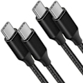 Miniatyrbild 1 av 4: Set av 2 USB-C till USB-C-kablar för iPhone 16, 16 Pro, 16e, iPhone 15 Pro Max - 15 Pro - 15 - 15 Plus - Förstärkt nylon 1M Svart Svart