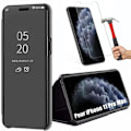 Miniatyrbild 1 av 4: Skyddande Skal för iPhone 11 Pro Max - E.F.CONNECTION - Spegeleffekt - Heltäckande Skydd Svart - Härdat Glas Svart
