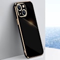 Miniatyrbillede 4 af 4: Beskyttelsescover til iPhone 13 - E.F.CONNECTION - Sort - Blød - Guldkant - Blød TPU Svart