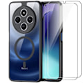 Miniatyrbillede 1 af 4: Etui + 2 hærdede briller til Xiaomi Redmi 14C, Hybridbeskyttelse med magnetisk cirkel - Sort kant