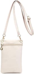 Mobile Phone Bag with Shoulder Strap - Lychee Texture Handbag 19cm x 12.5cm White