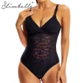 Miniatyrbild 2 av 6: Bodysuit med spets för kvinnor Magkontroll Camisole Shapewear Ärmlös topp Fajas Colombianas V-ringad Backless Jumpsuit Full Body Shaper Black XXL