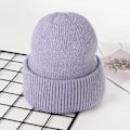 Miniatyrbild 1 av 6: Visrover 9 Färger Unisex Solid Färgade Mössor Vinterhatt För Kvinna Stickad Bonnet Acryl Kvinna Höst Varma Skullies 4-lurex light purple