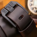 Miniatyrbild 1 av 6: Nytt högkvalitativt lyxmärke äkta läderbälte Herr Svart Pin Spänne Designe Business Bälten Band cinturones para hombre 2022 DBlack buckle Brown 115CM