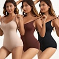 Miniatyrbild 2 av 6: Seamless Shapewear Body Kvinnor Magkontroll Kompression Kroppsformare Waist Trainer Slimmande underkläder i ett stycke Brown XS
