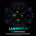 Miniatyrbild 6 av 6: SMAEL Dual Time LED Display Digital watch för män Vattentät Simning Quartz Sportklockor Auto Date Alarm Clock Armbandsur 8039 Dark blue-Box