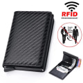 Miniatyrbild 2 av 6: ID Kreditbankkortshållare Plånbok Herr Lyxmärke Anti Rfid Blockering Skyddad Magic Läder Mini Money Plånbok Aluminiumplånbok gray