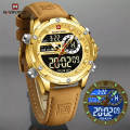 Miniatyrbild 2 av 6: NAVIFORCE Lyxmärke Originalklockor För Herr Casual Kronograf Alarm Quartz Watch Läder Vattentät Klocka 9163 GGLABN BOX