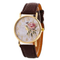 Miniatyrbild 1 av 6: orologio donna Nyankomst Rose Mönster Klockor För Kvinnor Hot Läder Armbandsur Present Mode Casual Studenter Watch brown