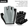 Miniatyrbild 1 av 6: ROCKBROS Half Finger MTB Cykelhandskar Andas landsvägscykelhandskar i nylon Tunna Lätt Slitstark Fingerlös Fitness Vante S099 Grey M