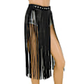 Miniatyrbild 4 av 6: TiaoBug Mode Dam konstläder Hippy Boho Fringe Tofs Kjol Dam Sele Bälte Harajuku Midjeband Punk Gothic Rave Bälte Beige M