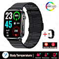 Miniatyrbild 1 av 6: Smärtfri Icke-invasiv åtgärd Blodsocker Watch Män Laserbehandling Blodtryck Hälsa Kvinnor Glukometer Smartwatch Black steel B